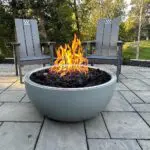 Fire burning in an Outdoor Gas Fire Pit Bowl