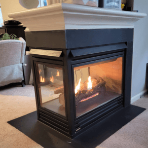 Penisula Gas Fireplace with 3 glass sides