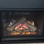 Gas fireplace burning